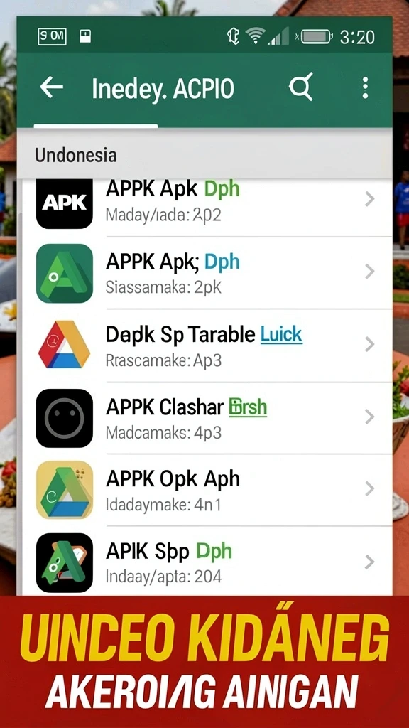 Halaman detail dengan informasi versi, ukuran, dan rating.